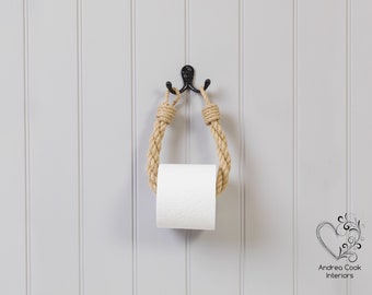 Chunky Braided Beige Rope Toilet Roll Holder - Toilet Paper Holder ...