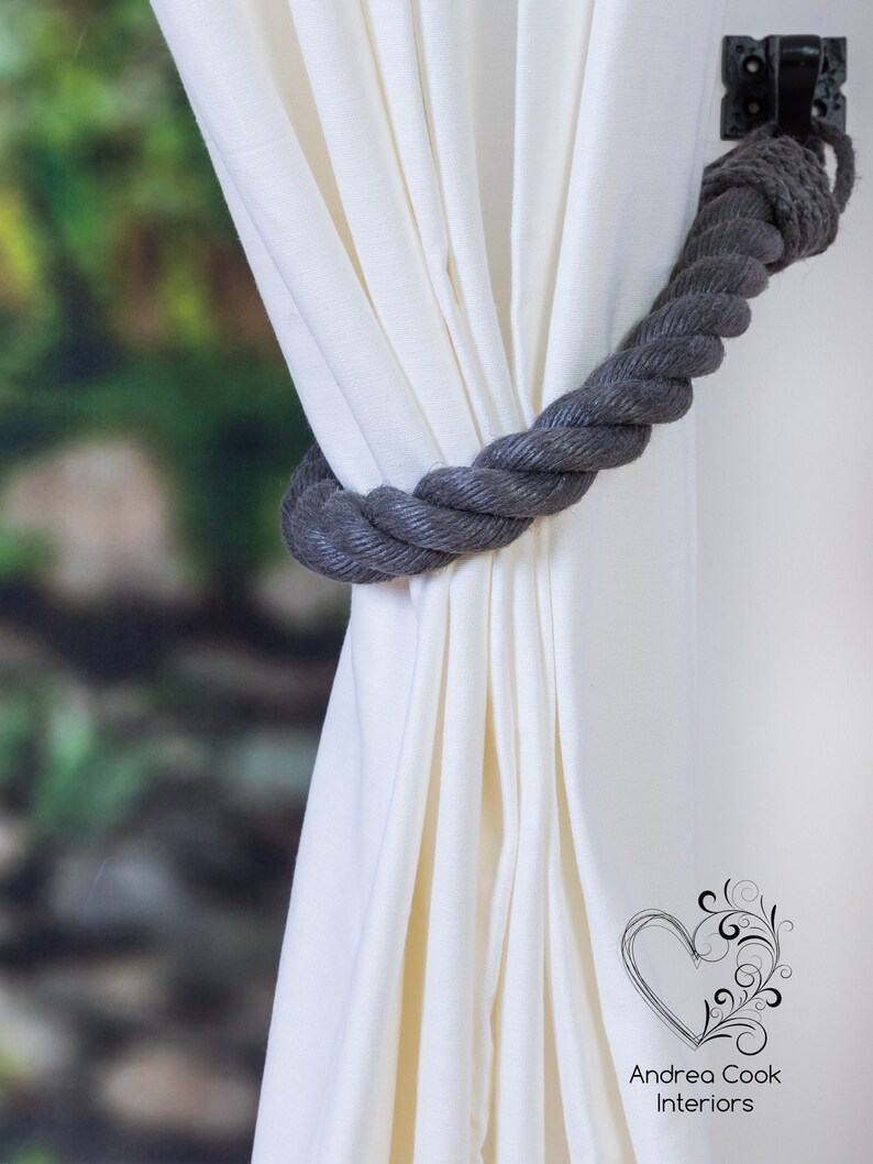 Extra Thick Charcoal Grey Curtain Tiebacks Chunky Tie Back Etsy