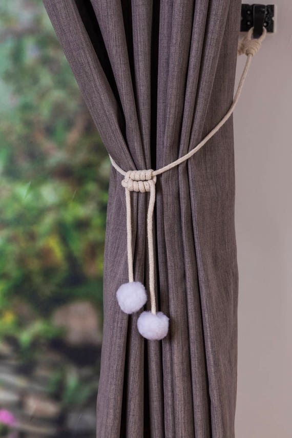 Handmade Snow Ball White Pom Pom Curtain Tiebacks Christmas Etsy