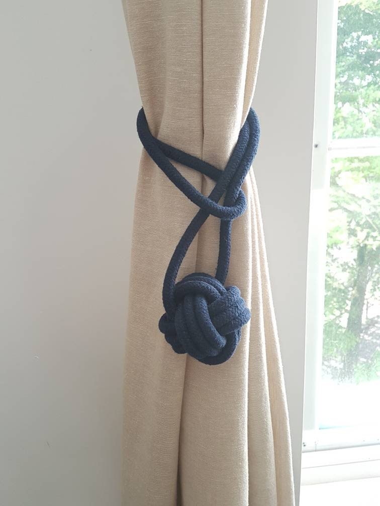 Cotton Cord Monkey Fist Knot Tie Backs Nautical Curtain Tiebacks