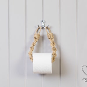Chunky Braided Beige Rope Toilet Roll Holder - Toilet Paper Holder ...