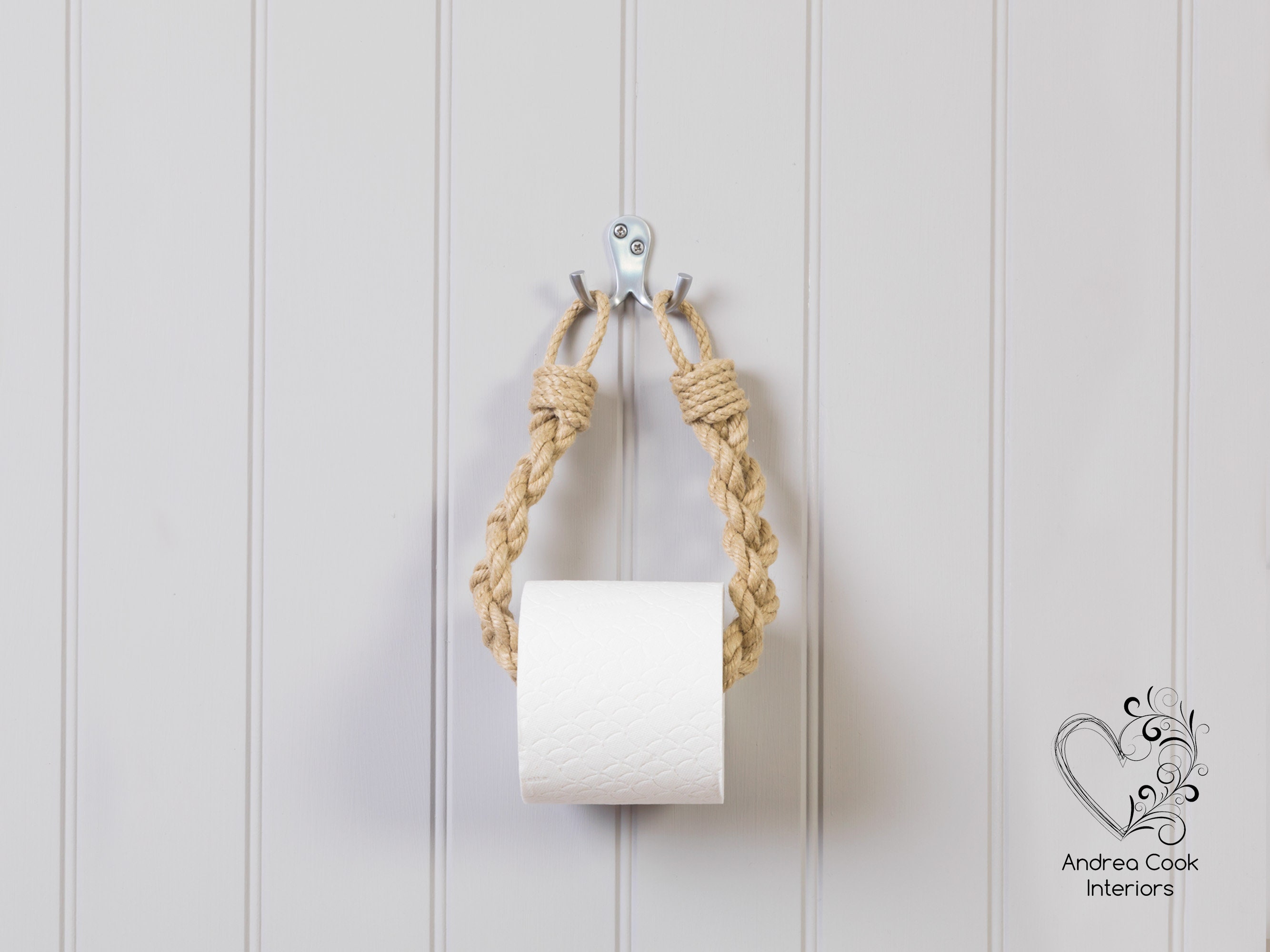 Chunky Braided Beige Rope Toilet Roll Holder - Toilet Paper Holder ...