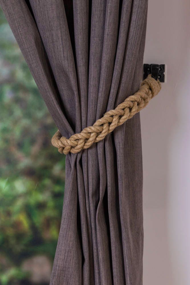 Beige Hemp Rope Braided Curtain Tie Backs Christmas Nautical