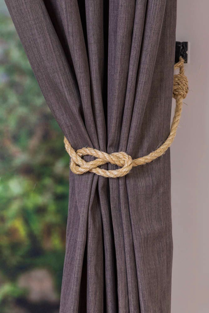 Simple Knot Rustic Nautical Sisal Rope Curtain Tiebacks Nautical