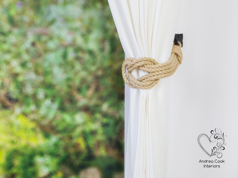 Large Charcoal Grey Double Square Knot Curtain Tie Backs Etsy