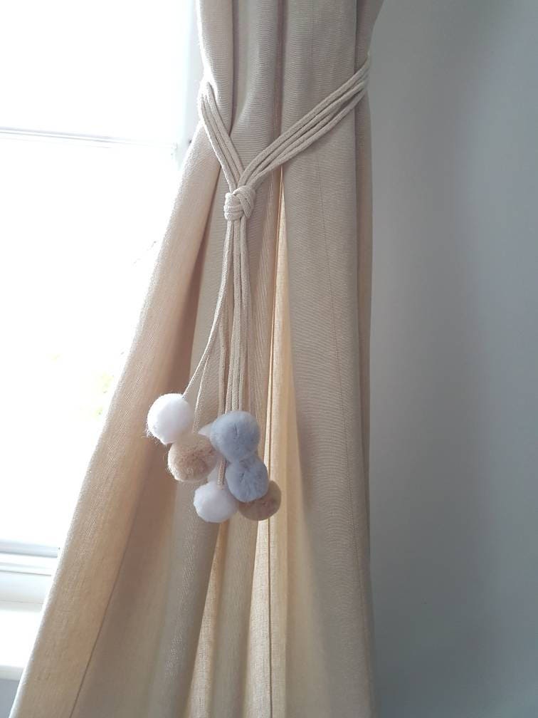 Handmade Multi Color Pom Pom Curtain Tiebacks Christmas Gift