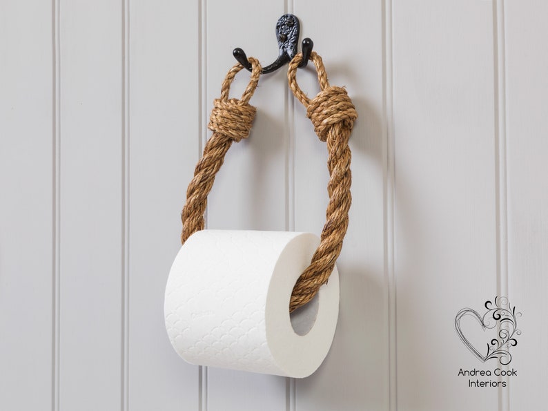 Chunky Manila Rope Toilet Roll Holder Toilet Paper Holder, Nautical Toilet Roll Holder, Nautical Decor, Rope Toilet Paper Holder, WC image 2