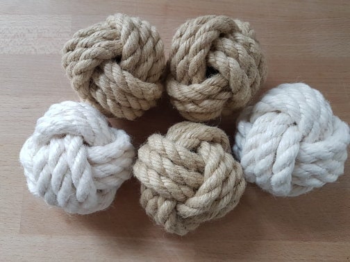 Monkey Fist Knots Decoration Balls Nautical Decor 3 Inches Beige