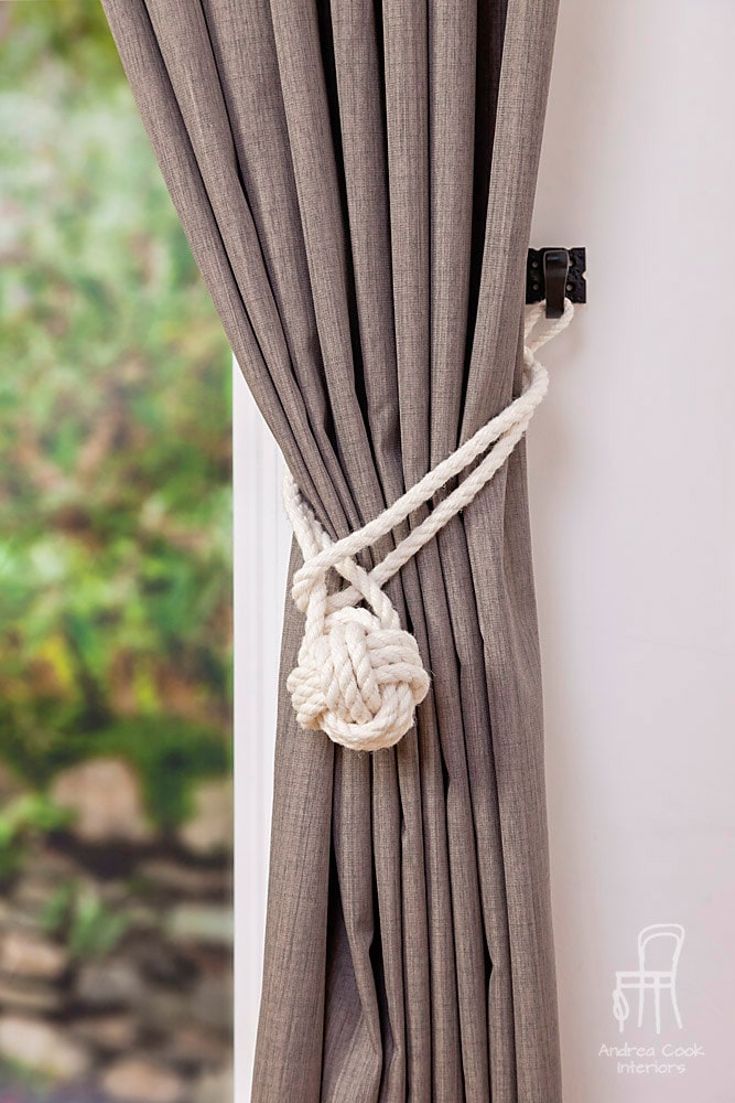 Natural Cotton Rope Ivory Monkey Fist Knot Curtain Tie Backs With