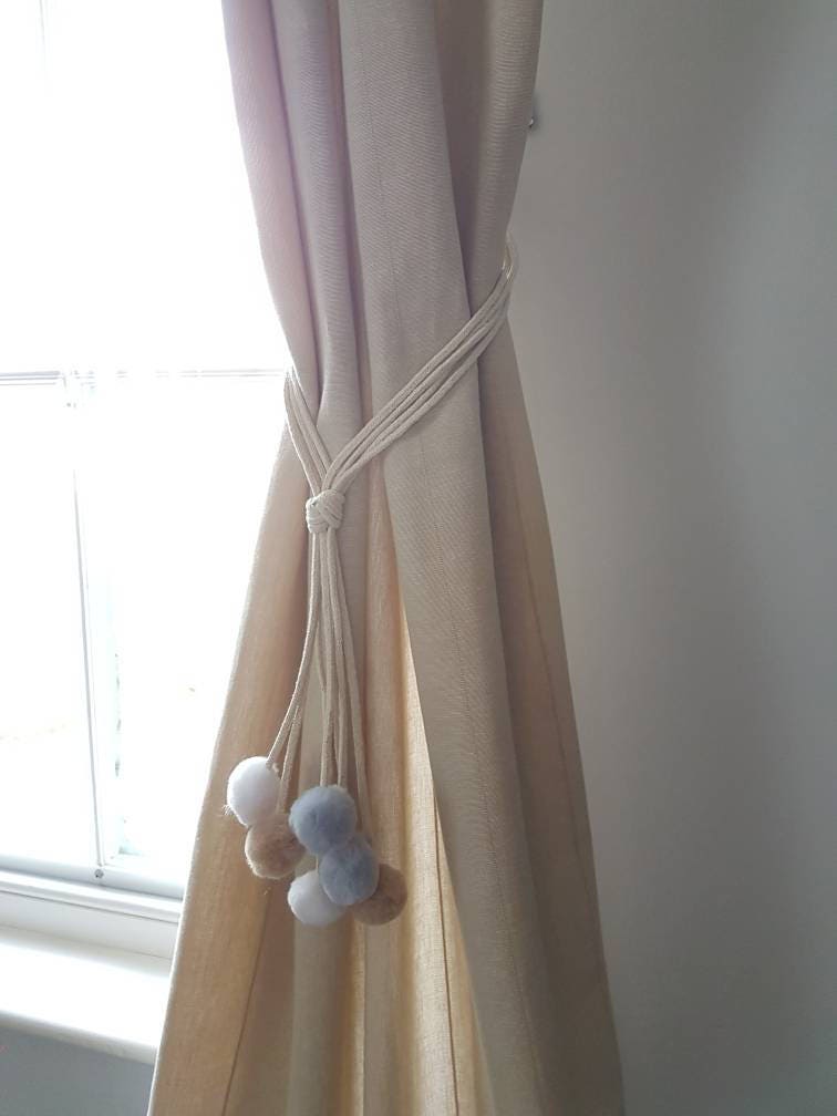 Handmade Multi Color Pom Pom Curtain Tiebacks Christmas Gift