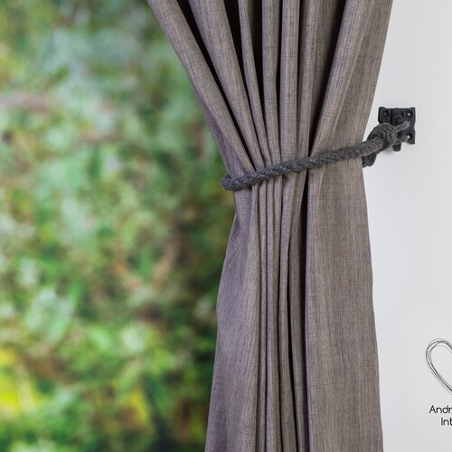 Extra Thick Charcoal Grey Curtain Tiebacks Chunky Tie Back Etsy UK