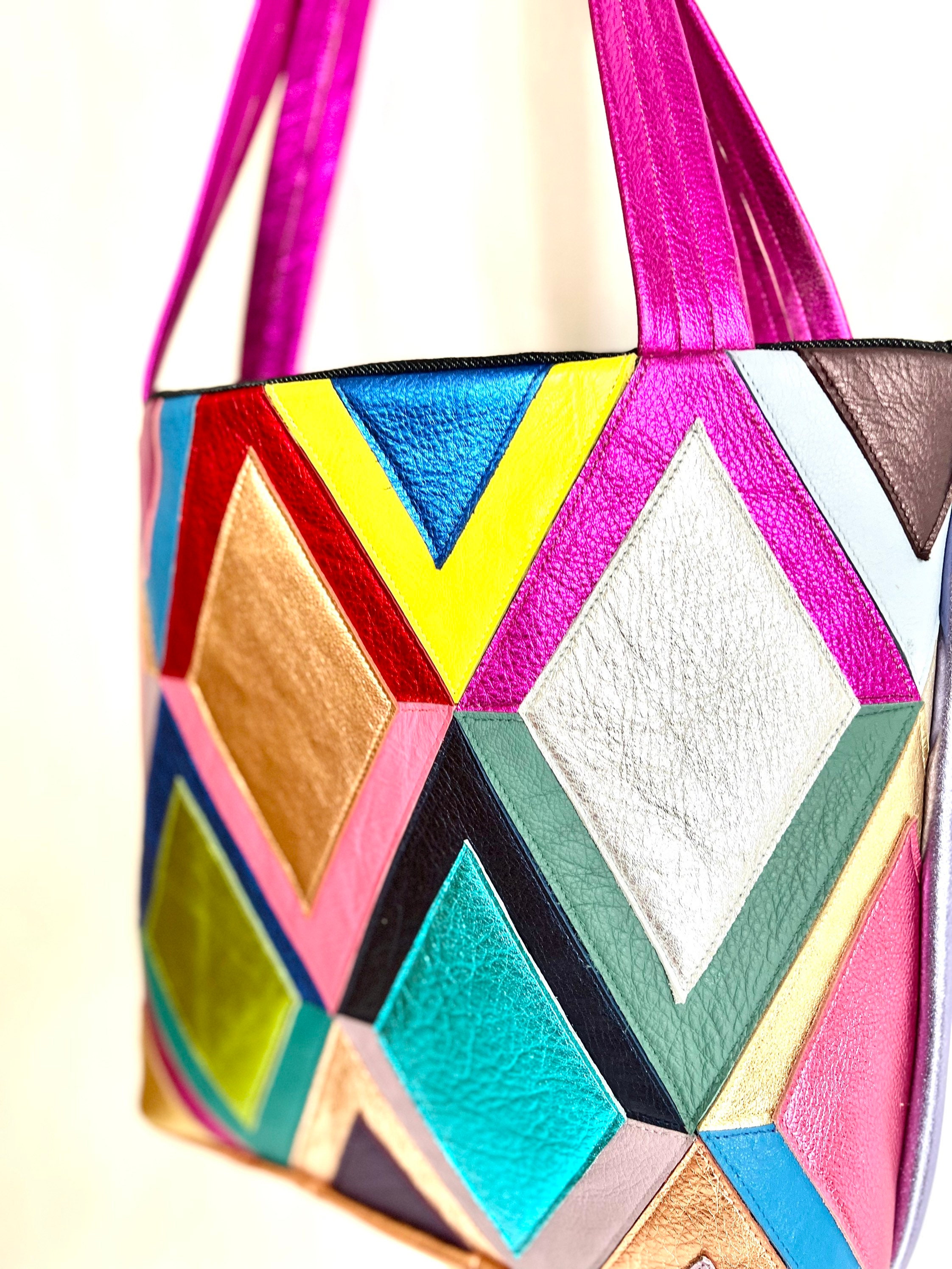 Rainbow Colours Leather Fashion Tote Bag