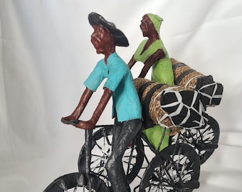 African paper mache and wire bicycles, rustic collectible, eclectic style