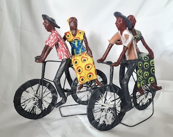 African paper mache and wire bicycles, family, rustic collectible, eclectic style