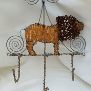 African beaded lion key hanger