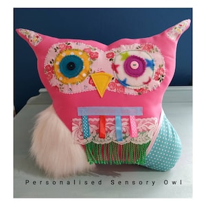 Dementia Sensory Snuggle Owl Alzheimer's Anxiety Adult Fidget Toy Fiddle cushion personalised gift mother's Day mum Care home present Nana