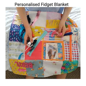 Coperta Fidget luminosa, trapunta per la demenza, giocattolo Fidget, trapunta per l&#39;Alzheimer, attività per la demenza, autismo, giocattolo Fidget per ADHD, coperta ricordo con foto