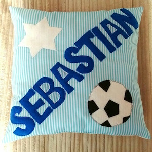 Jungen Kinder Fußball Fußball Kissen Kissen Geschenk Baby Taufe Geburtstagsgeschenk Schlafzimmer Kinderzimmer Dekor Blau Baby Shower Party