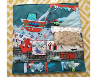 Dementia Fidget blanket Alzheimers Sensory Quilt Care Gift Pillow Activity Therapy Fiddle Residents Activities Sea Boat fishing fathers day