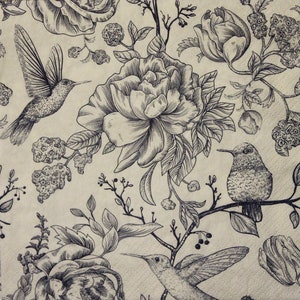 4 Paper Napkins,Paper Napkins for decoupage,Paper Napkins with birds&flowers,Vintage paper napkin,Decor Collection,Japan style,Art decorNr17