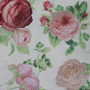 4 Paper Napkins,Paper Napkins with Graceful Roses,Decoupage paper,Paper for scrapbooking,Scrapbooking napkins,Art Collection,WeddingNr121