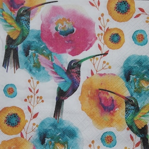 4 Paper Napkins,Paper Napkins for decoupage,Paper Napkins with humming&flowers,Vintage napkin,Decor Collection,Japan style,Art decorNr194