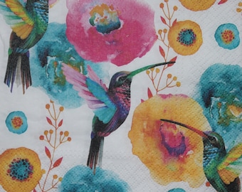 4 Paper Napkins,Paper Napkins for decoupage,Paper Napkins with humming&flowers,Vintage napkin,Decor Collection,Japan style,Art decorNr194
