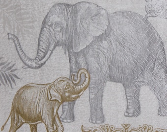 4 Paper Napkins for decoupage,Decoupage napkins,Paper Napkins with elephants, Decor Collection,Napkins for scrapbooking,Table decor.Nr198