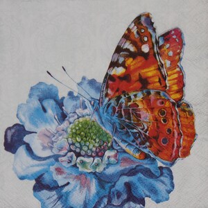 4 Paper Napkins,Paper Napkins with big swallowtail butterfly & flower,Decoupage paper,Paper for scrapbooking,Table decor,birthday,Nr145