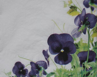 4 Paper Napkins, Paper Napkins for decoupage,Paper Napkins with  pansies, Decor Collection,Provence,Wedding.Nr251