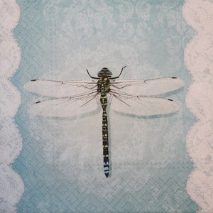 4 Paper Napkins for decoupage,Paper Napkins with one big dragonflies &quot;Tropical&quot;,Vintage paper napkin,Decor Collection.Nr216