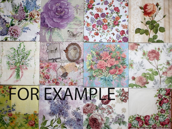 Paper Napkins,12 Different Paper Napkins for Decoupage,decoupage