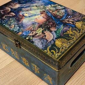 PRE-ORDER ONLY! Bright jewelry box.Artist Kagaia.Decoupage with embossing elements.A gift for a girl.Vintage keepsake box,personalized gift