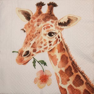 4 Paper Napkins for decoupage,Decoupage napkins,Paper Napkins with cute giraffe, Decor Collection,Napkins for scrapbooking,Table decor.Nr213