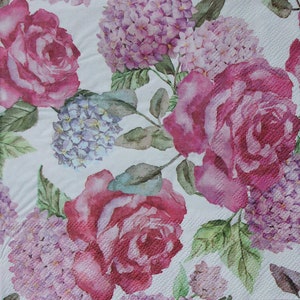 4Paper Napkins,Paper Napkins with Roses,Hydrangea,Decoupage paper,Paper for scrapbooking,Scrapbooking napkins,Retro napkins,WeddingN229