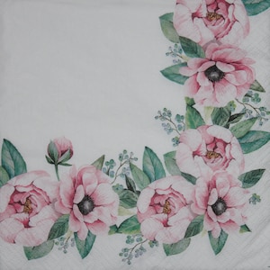 4 Paper Napkins,Paper Napkins with peonies,Decoupage paper,Paper for scrapbooking,Scrapbooking napkins,Art Collection,Wedding,Provence.Nr166