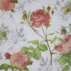 4 Paper Napkins,Paper Napkins with roses,Decoupage paper,Paper for scrapbooking,Provence,Decor Collection,Table decor,Art decor.Nr52