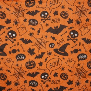 4 Paper Napkinsfor decoupage,Paper Napkins with Halloween, skulls, bats, ghosts, cobwebs,Decor Collection,still life napkins,Nr116