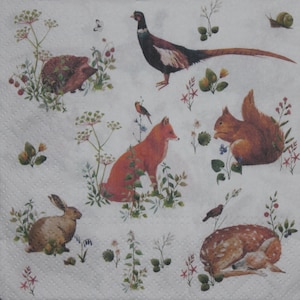 4 servilletas de papel para decoupage, servilletas de decoupage, servilletas de papel con animales salvajes. Colección de decoración, servilletas para scrapbooking, Nr115