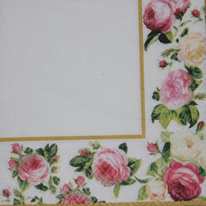 4 Paper Napkins,Paper Napkins with Roses,Decoupage paper,Paper for scrapbooking,Provence,Decor Collection,Table decor,Art decor.Nr77