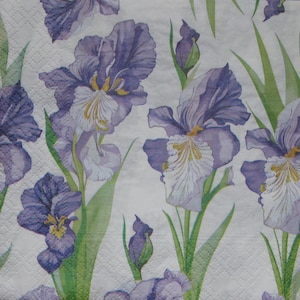 4 Paper Napkins for decoupage,Paper Napkins with irises ,flowers,Vintage paper napkin,Decor Collection,Provence,Art decorN10