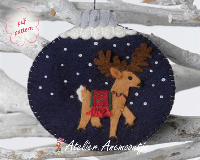 PDF pattern Christmas ornament Reindeer image 1