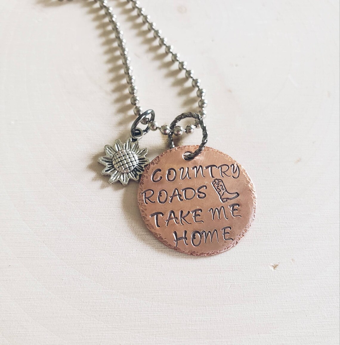 Country Roads Necklace Hand Stamped Hand Made Country Etsy