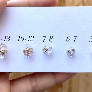 Clear Crystal earrings, Herkimer Diamond earrings, April Birthstone jewelry, Diamond stud earrings, raw crystal, raw diamond, dainty studs image 10