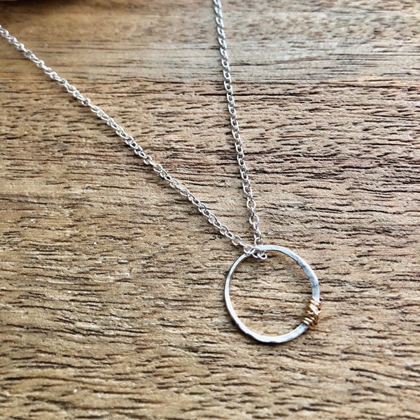 Simple circle necklace, Karma circle necklace, eternity necklace, layering necklace, infinity necklace, survivor necklace, open circle