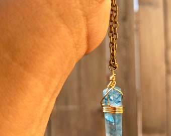 ネックレス・チョーカー [LAN ARCHIVE_official][1071] Blue Needle Stone Necklace Blue Needle Quartz Necklace - Etsy
