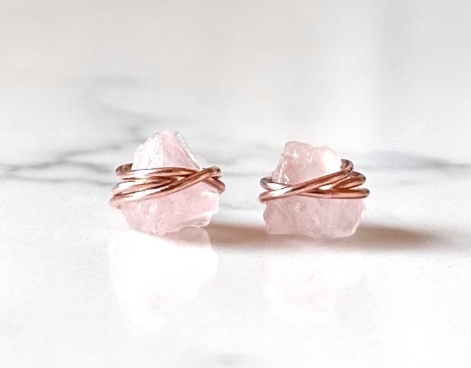 Raw Rose Quartz Earrings
