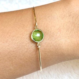 Crystal bangle, gemstone stacking bracelet, Christmas jewelry, green Crystal, red crystal, dainty gold bangle, birthstone bracelet for her