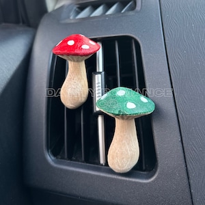 Mushroom Car Freshener, Glow In The Dark, Mushroom Car Accessory, Mushroom Car Clip, Essential Oil Diffuser, Car Fragrace, Hand Painted Wood