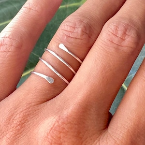 Simple sterling silver ring, layering rings, stackable ring,adjustable ring, spiral ring, dainty Gold ring, Rose gold ring, hammered ring